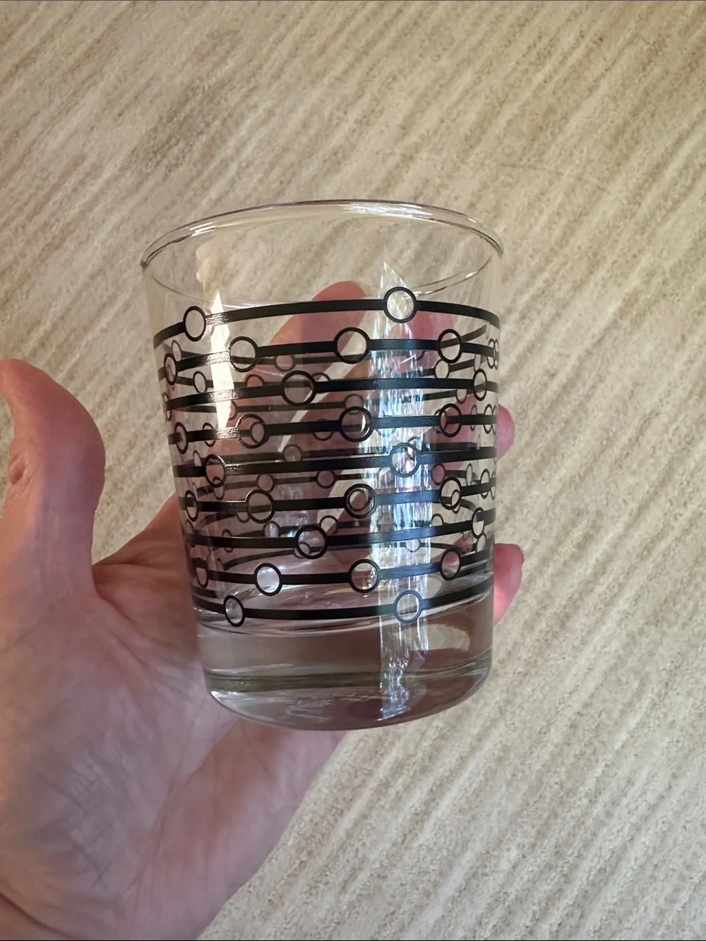 Set of 2 IKEA Space Age Lowball Tumblers Black and White Abstract Pattern 8 Oz